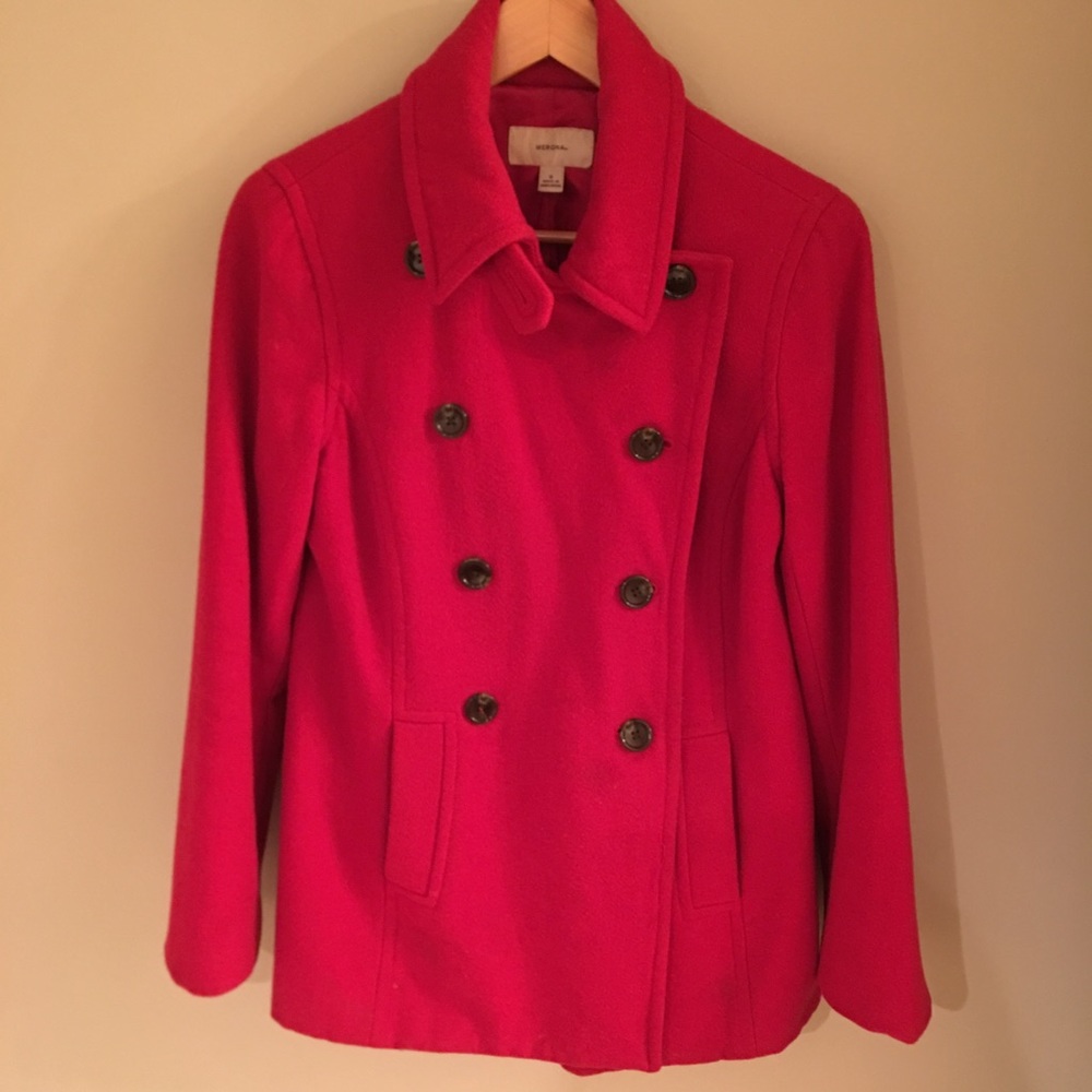Red Pea Coat Size Small Perfect for the holidays!